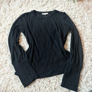 Wallflower casual chic crew neck simple long sleeve cute black shirt top.